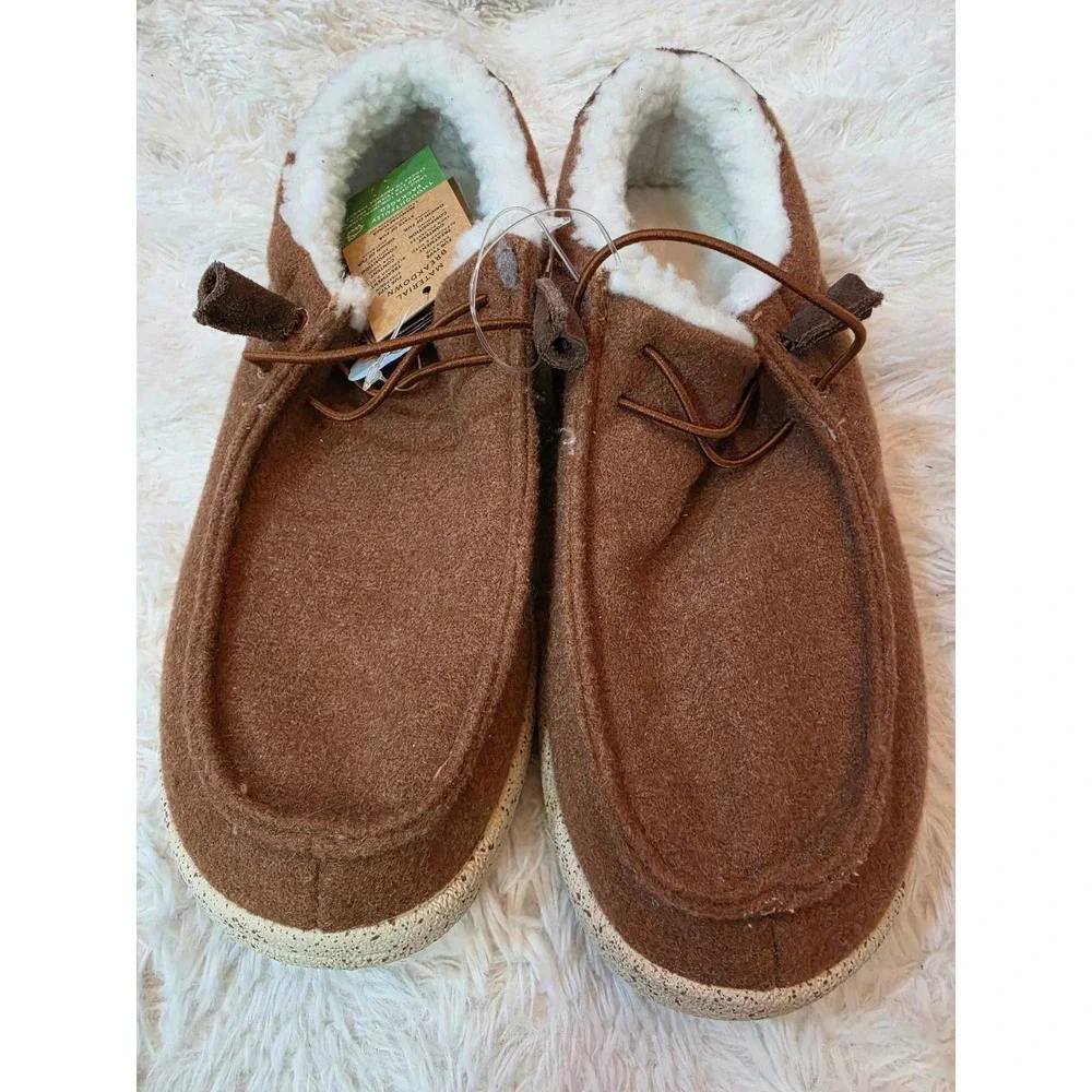 Lamo Samuel Chestnut Wool Deck Loafers Genuine Sheepskin Insole NWT Men's 9